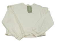 Nové - smotanová oversize crop mikina s volánikmi H&M