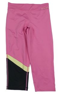 Růžovo-žluto-černé sportovní capri legíny TCM