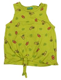 Limetkový crop top s nanuky a nápoji a zmrzlinkami a lístečky Benetton
