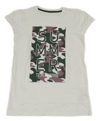 Biele tričko s army potlačou s nápisom