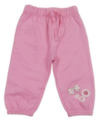 Ružové tepláky s mašlou a kvetmi