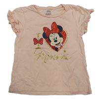 Světlerůžové tričko s Minnie a volánky C&A