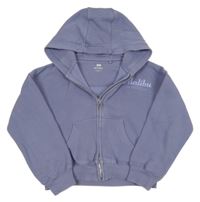 Fialovošedá propínací oversize crop mikina s nápisem a kapucí F&F