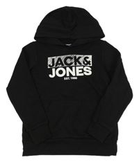 Černá mikina s logem a kapsou a kapucí JACK&JONES