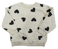 Smotanová oversize mikina so srdiečkami F&F