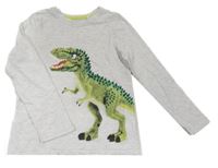 Světlešedé melírované triko s dinosaurem C&A