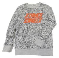 Světlešedo/melírovano-čierna vzorovaná mikina s nápismi H&M