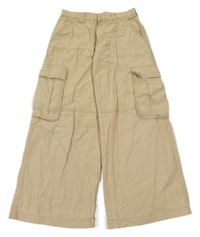 Béžové cargo široké plátěné kalhoty H&M