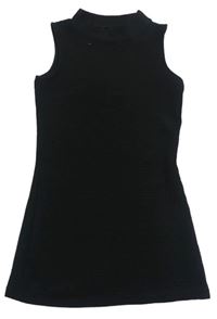 Čierne rebrované šaty so stojačikom New Look