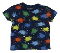 Tmavomodro-farebné flekaté tričko Primark