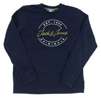 Tmavomodrá mikina s nápisem Jack & Jones