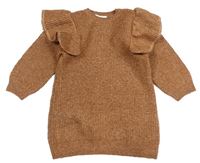 Hnedé melírované vlnené šaty s volánikmi H&M