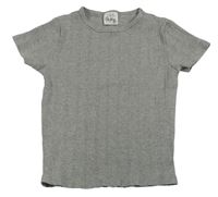 Sivé melírované rebrované crop tričko Zara