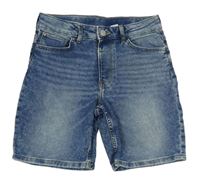 Modré teplákové riflové regular fit kraťasy H&M