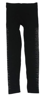 Černé punčochové legíny s kamínky