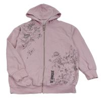 Ružová prepínaci mikina s kvetmi a kapucňou River Island