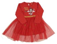Červené bavlněno/tylové šaty s Minnie Disney