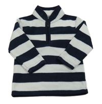 Tmavomodro-biela pruhovaná fleecová mikina