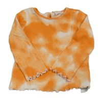 Oranžovo-smotanové batikované rebrované tričko LC Waikiki