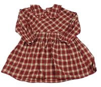 Červeno-béžovo-zelené kockované trblietavé šaty s golierikom Nutmeg