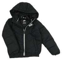 Čierna šušťáková zimná bunda s logom a kapucňou zn. Nike