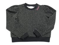 Antracitová trblietavá mikina s nápisom