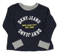Tmavomodré triko s nápisem DKNY