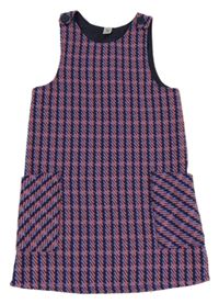 Tmavomodro-fialovo-oranžové kostkované šaty Tu