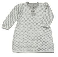 Bielo-sivé bodkovaná é trblietavé svetrové šaty s mašľami George