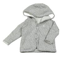 Bílá puntíkatá oboustranná propínací mikina s kapucí Noppies