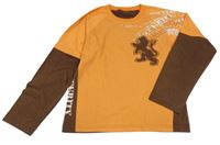 Oranžovo-hnědé triko s lvem a nápisem
