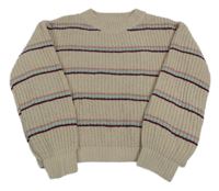 Béžovo-farebný pruhovaný crop sveter Yigga