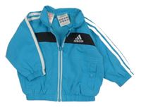 Azurovo-černá šusťáková sportovní bunda s logem Adidas