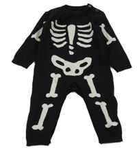 Černý pletený overal s kostrou Tu