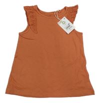 Nové - Skořicové tričko s volánky s madeirou Next