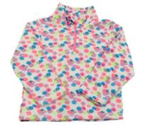 Bielo-neónově ružovo-farebná bodkovaná á fleecová funkčná mikina McKinley