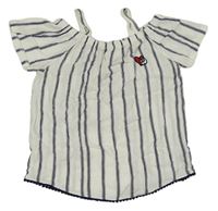 Bílo-tmavomodrá pruhovaná halenka s nášivkou C&A