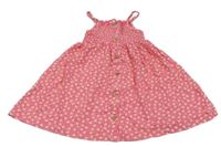 Tmavoružové kvetované bavlnené šaty s gombíkmi Topolino