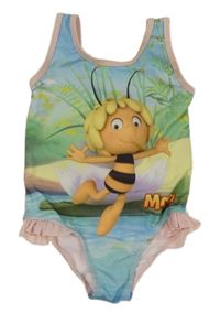 Zeleno-modro-žluté jednodílné plavky s Včelkou Májou