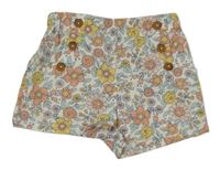 Bielo-farebné kvetované plátenné kraťasy