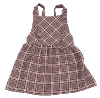 Ružovo-čierno-biele kockované šaty s volány Primark