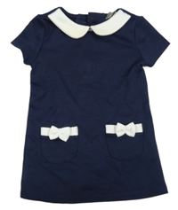 Tmavomodré šaty s golierikom a vreckami Primark