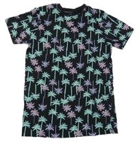 Černé tričko s palmami Primark