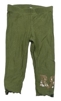 Khaki rebrované legíny s písmenky z flitrů River Island