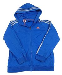 Modrá propínací mikina s logem a kapucí Adidas