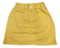 Horčicová rifľová paperbag sukňa zn. H&M