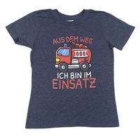 Tmavomodré tričko s hasiči
