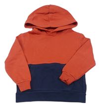 Tehlovo-tmavomodrá mikina s kapucňou H&M