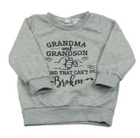 Sivá melírovaná mikina s nápismi