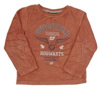 Staroružová zamatová mikina s nápisem - Harry Potter